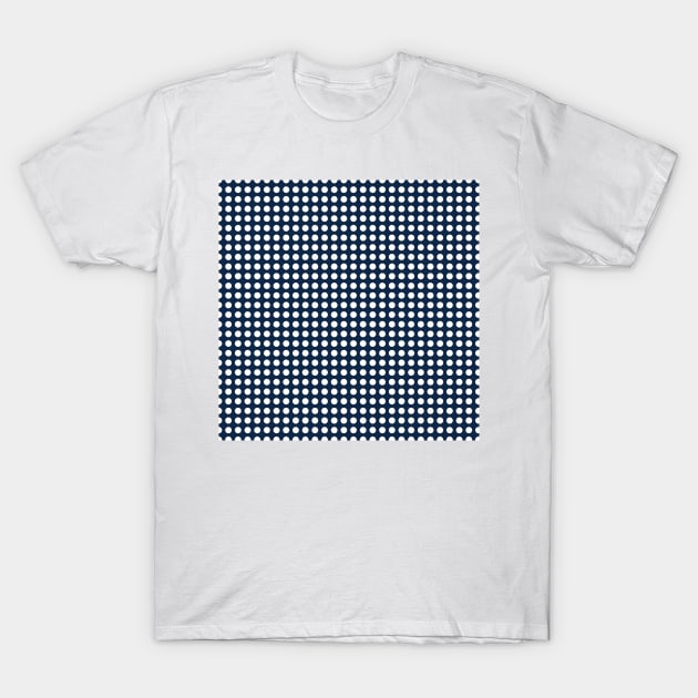 Navy Blue and White Lined Medium Polka Dots T-Shirt by squeakyricardo